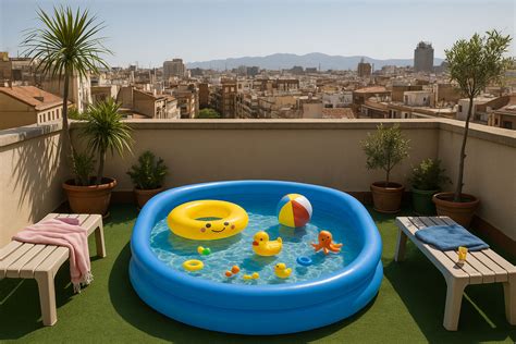piscina desmontable sobre terraza (ilustración técnica)