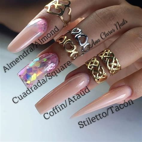 imagen de uñas acrílicas en diferentes formas