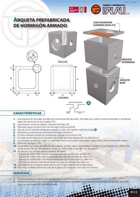 arqueta de paso hormigón armado (diagrama técnico)