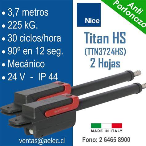 Esquema de instalación de motor Nice Titan HS